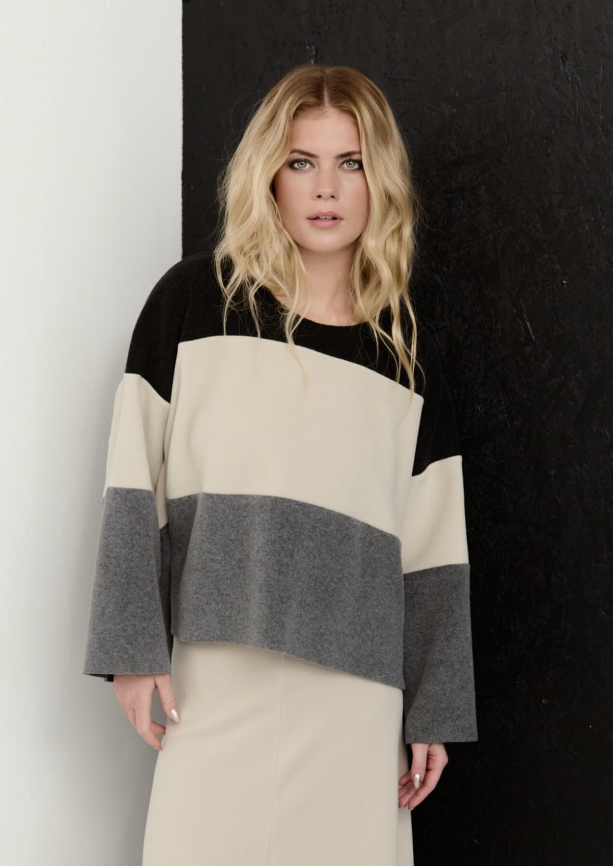 Henriette Steffensen Copenhagen Mix Colour-Block Fleece Blouse style 1416