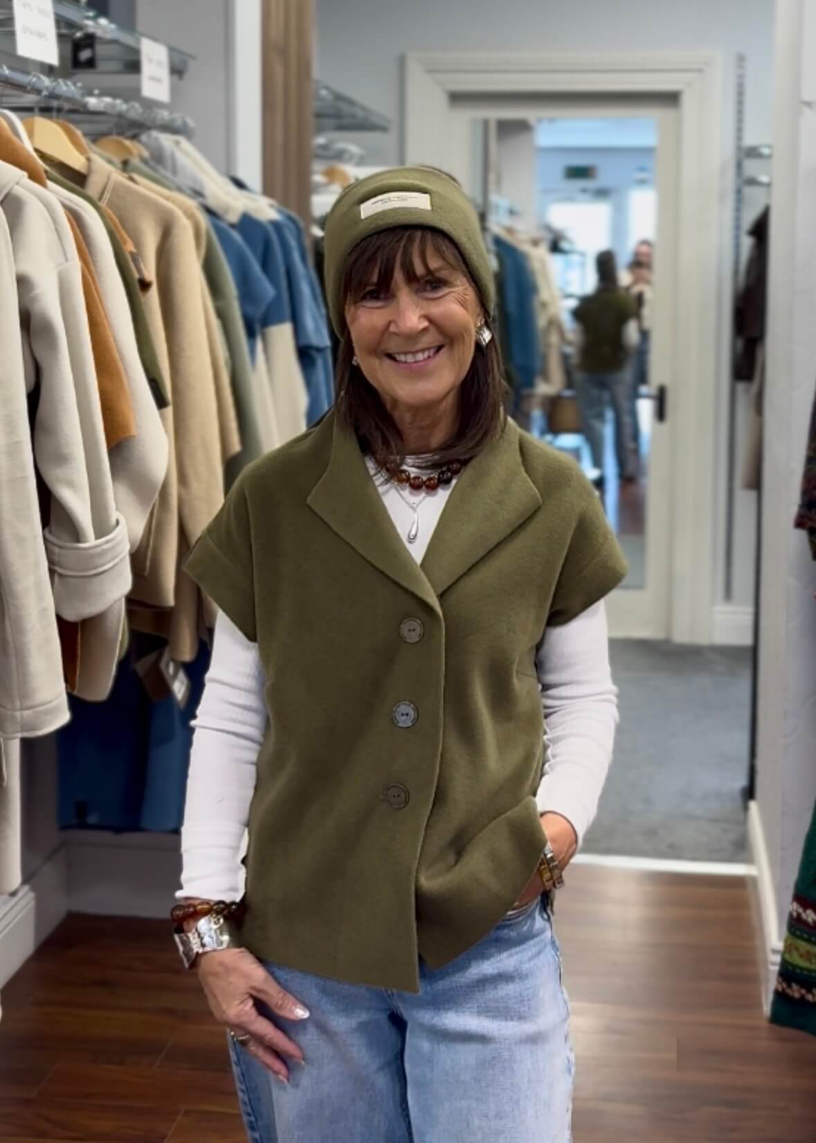 Henriette Steffensen vest in Moss green