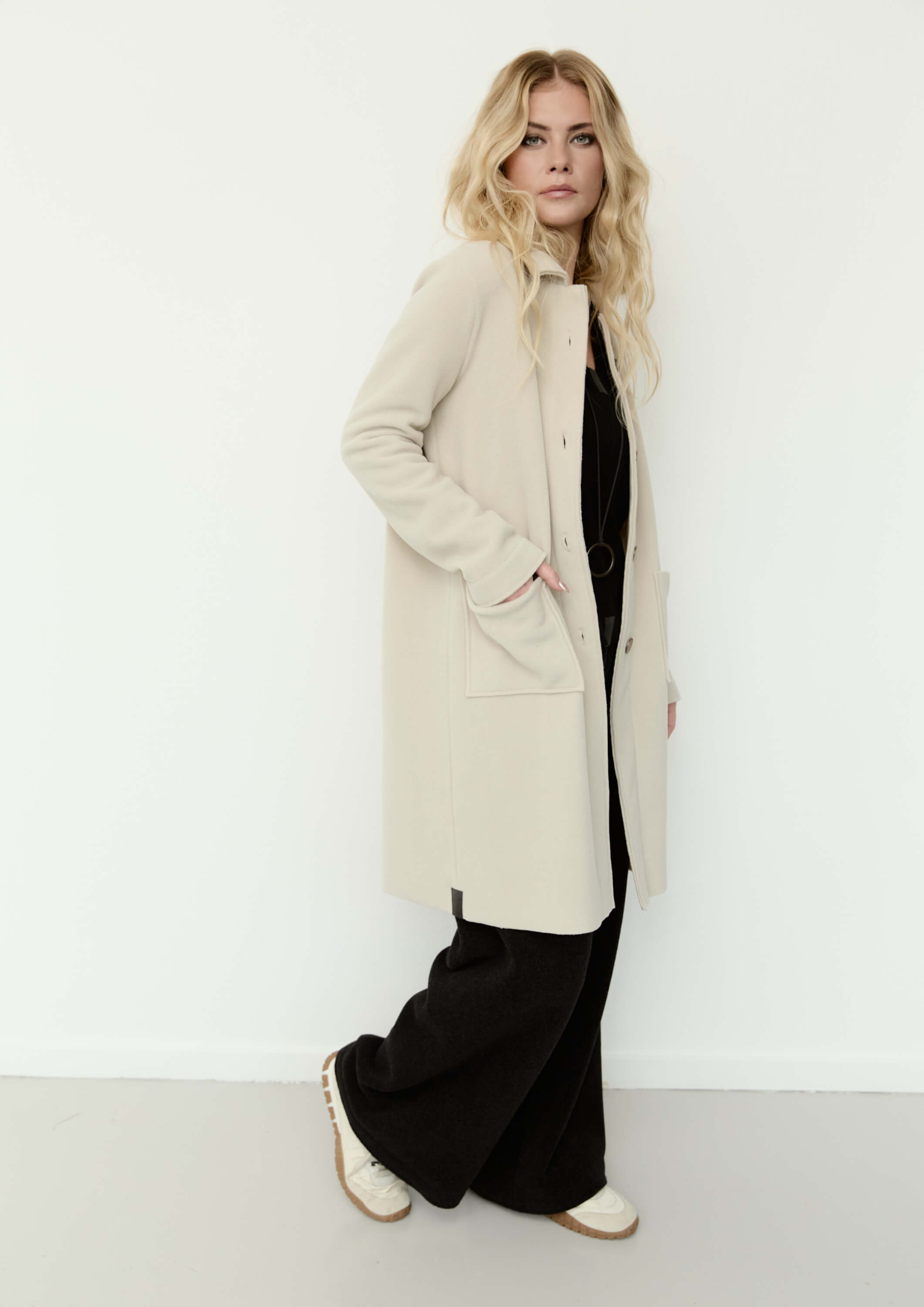 Front view of the Henriette Steffensen Copenhagen long jacket