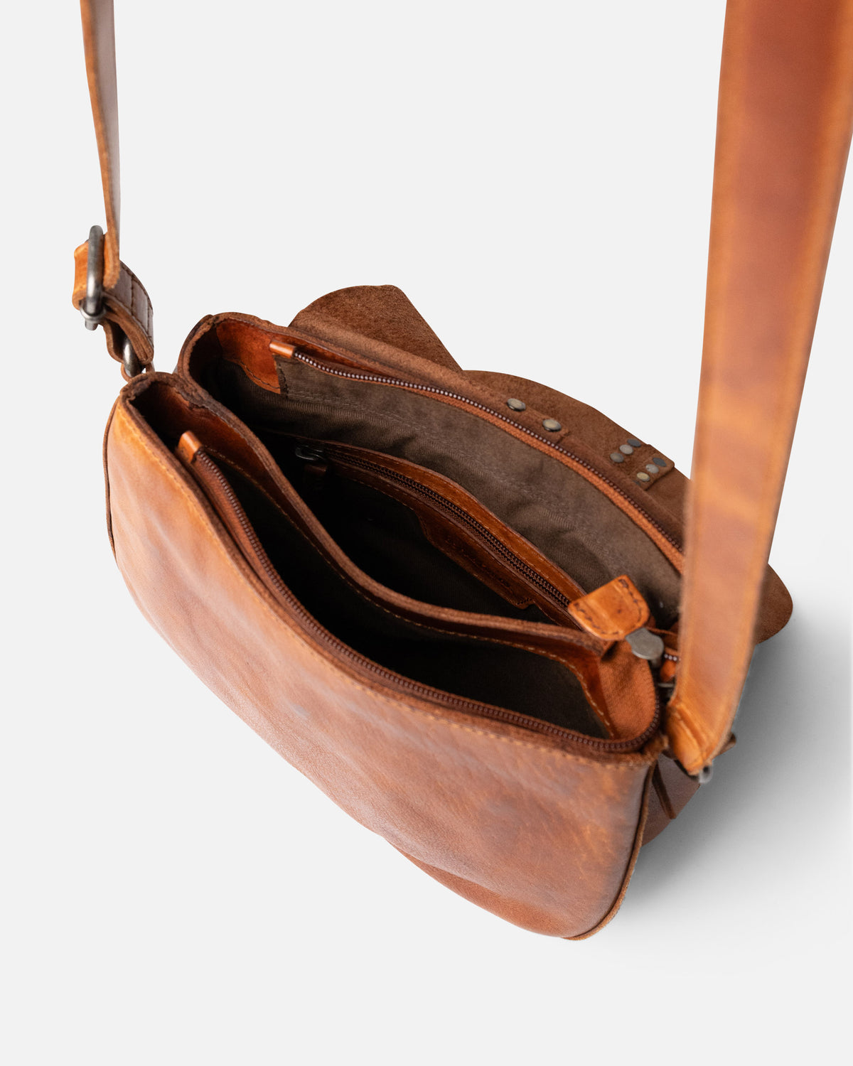 BIBA Hancock leather crossbody bag with studded flap