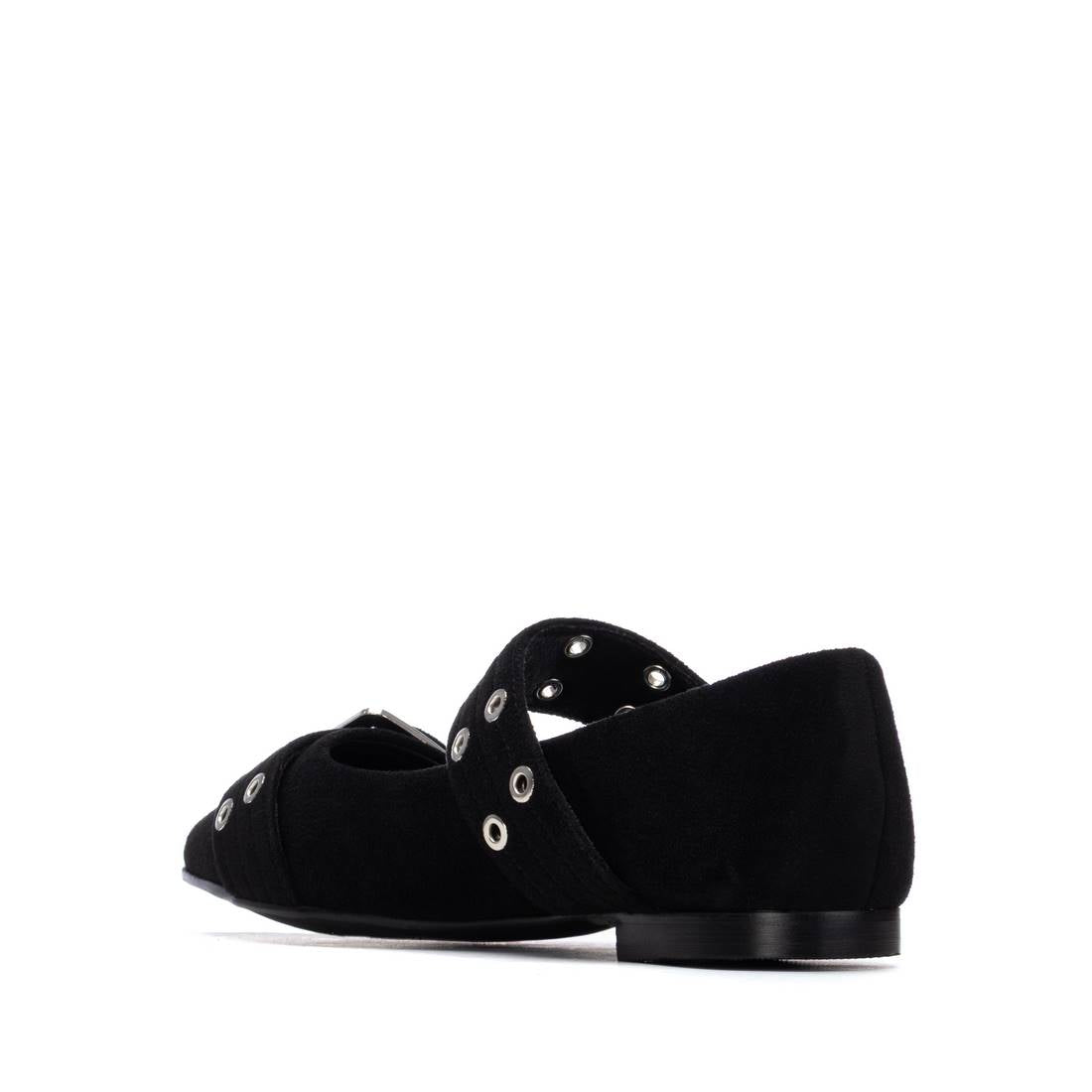 Black flat shoes with decorative eyelets