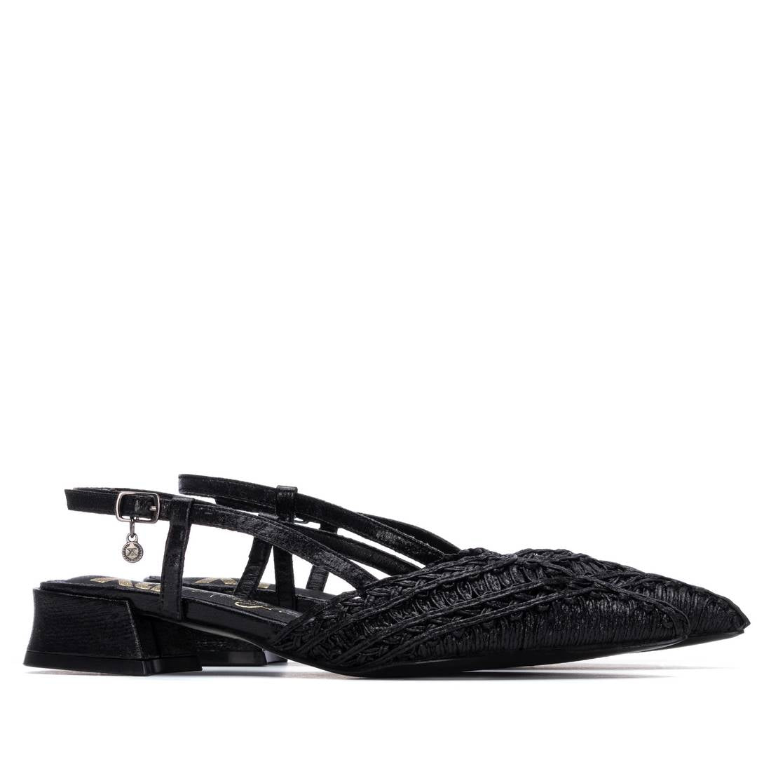 Black strappy flat shoes