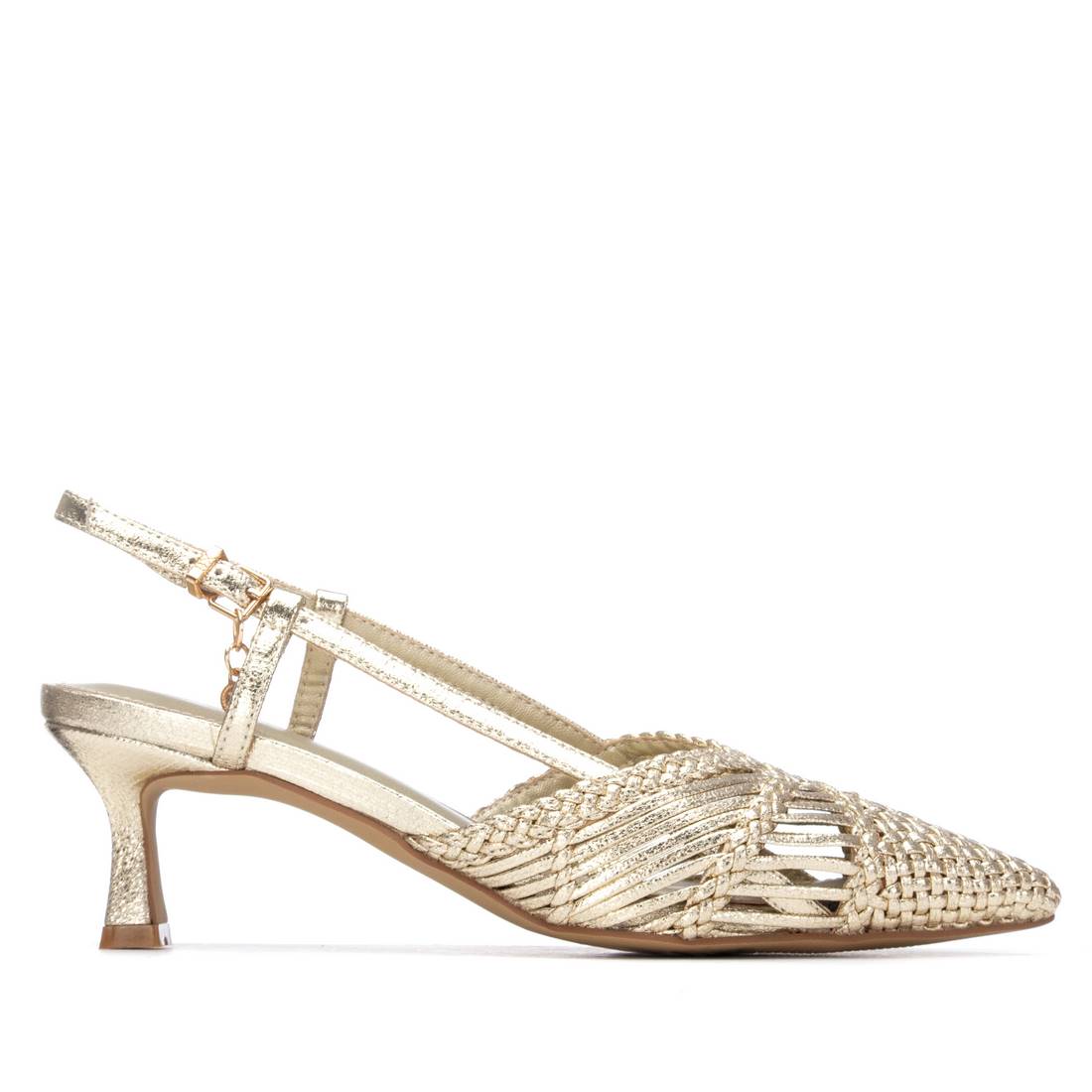 Gold sandal with a strap