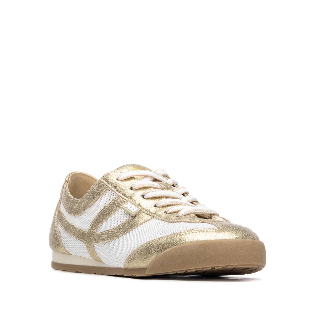 Gold and white runner with mesh details