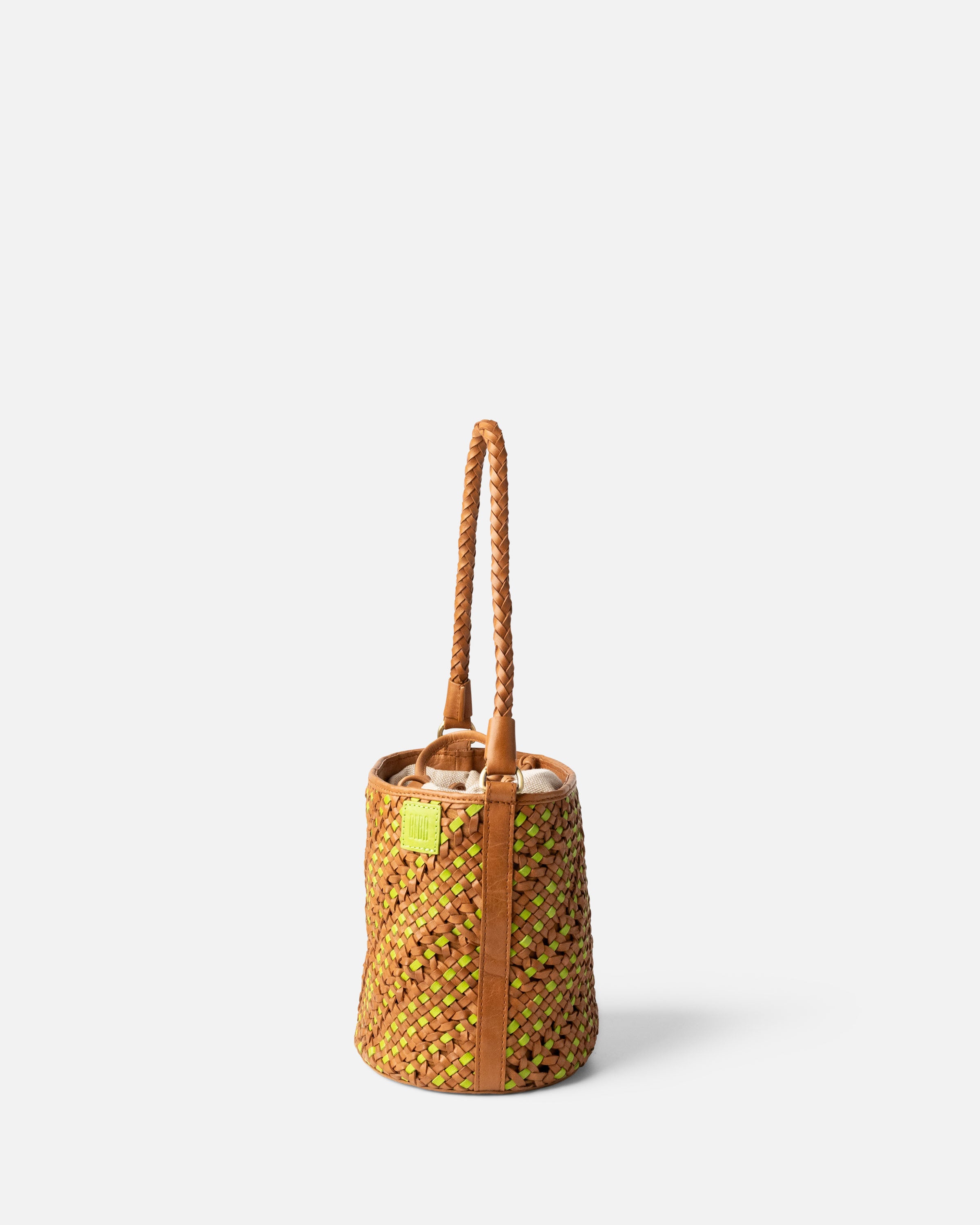 Biba woven bag in green and tan