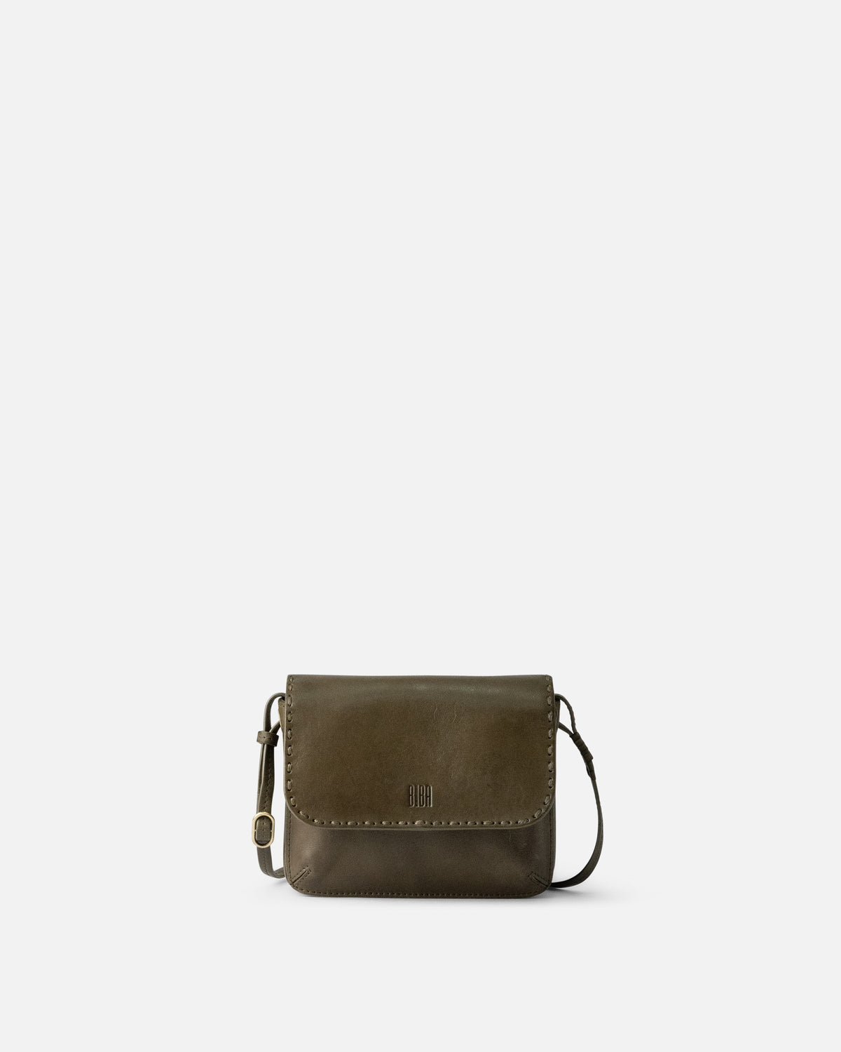 Leather crossbody bag in khaki green