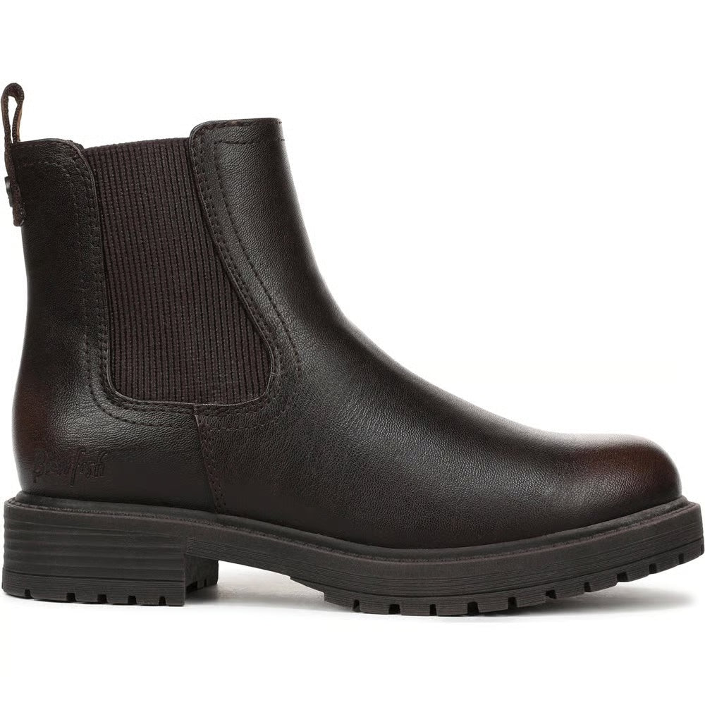Blowfish Malibu cocoa faux leather ankle boots side view