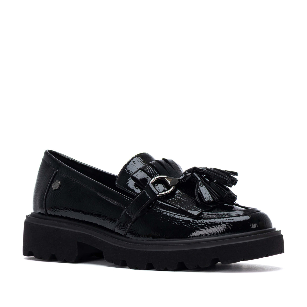Carmela glossy loafers with decorative vamp detail