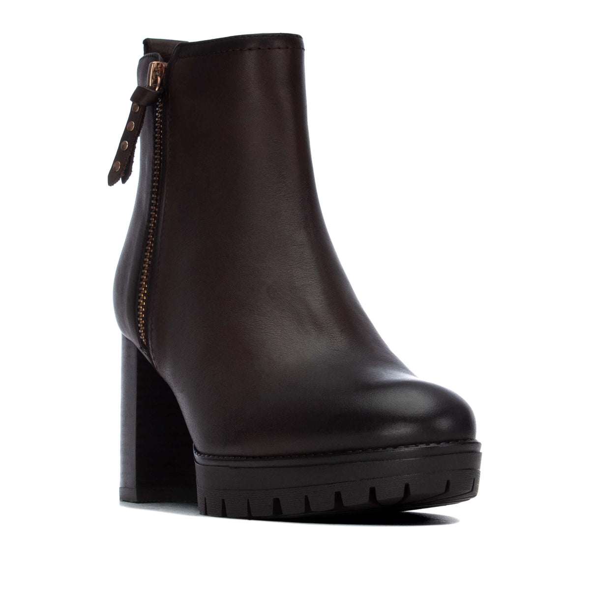 Carmela leather ankle boots with decorative outer zip