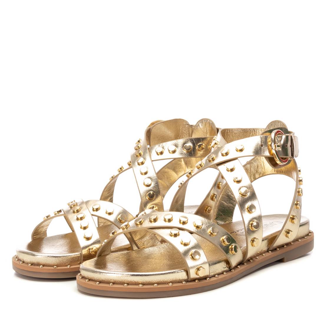 Gold leather sandals