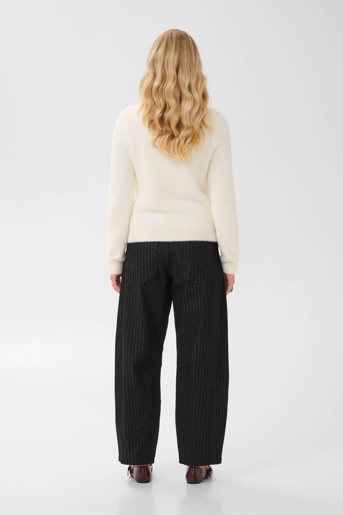 Cream Inaya regular-fit knitted jumper back view