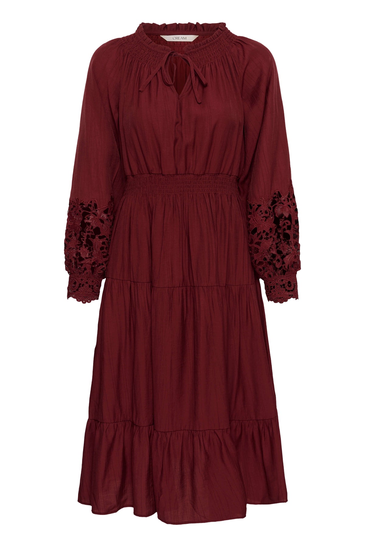 Cream Tina cabernet midi dress front view