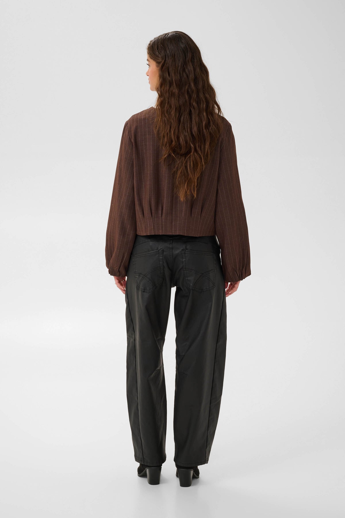 Cream Tingle cropped jacket back view