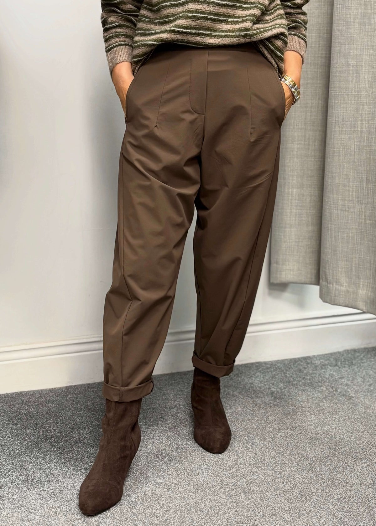 DARLING travel fabric trousers in brown