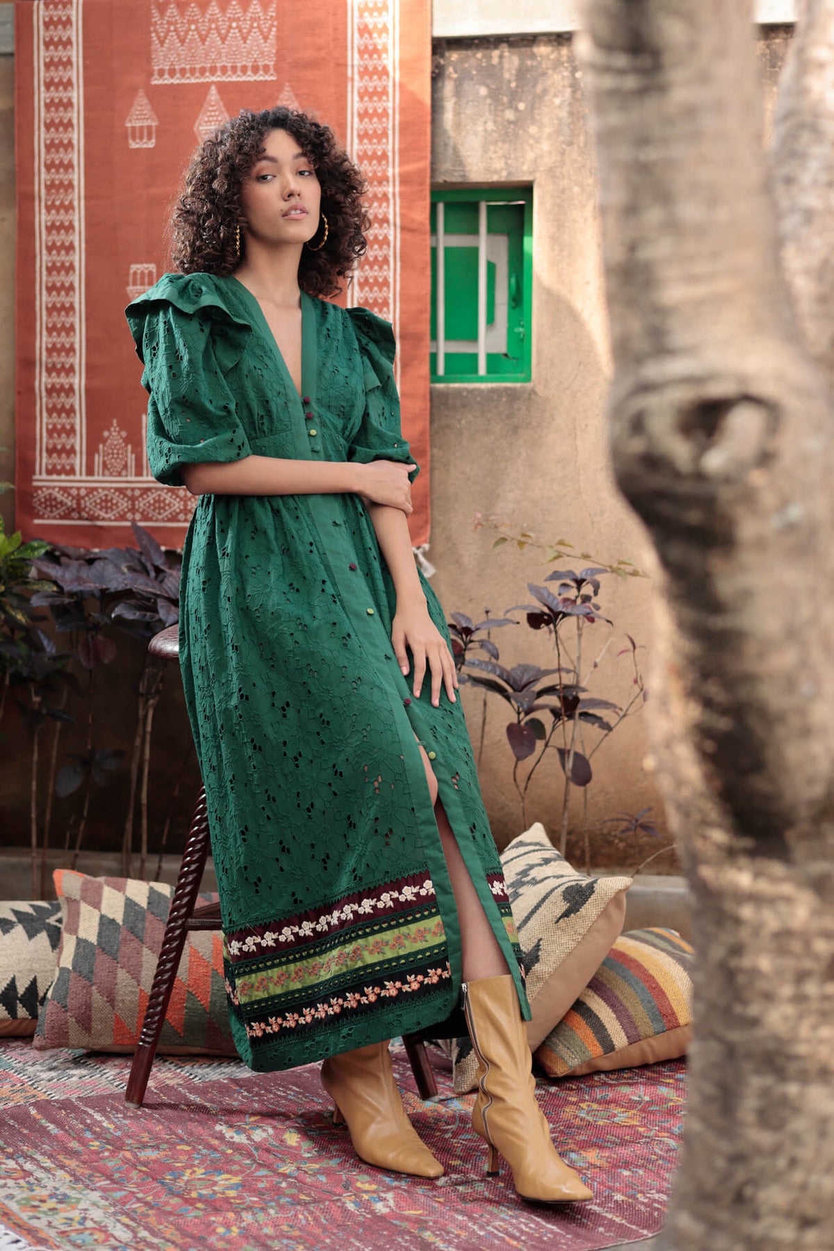 Emily Lovelock embroidered maxi dress ELAW26-D1732-05 front view