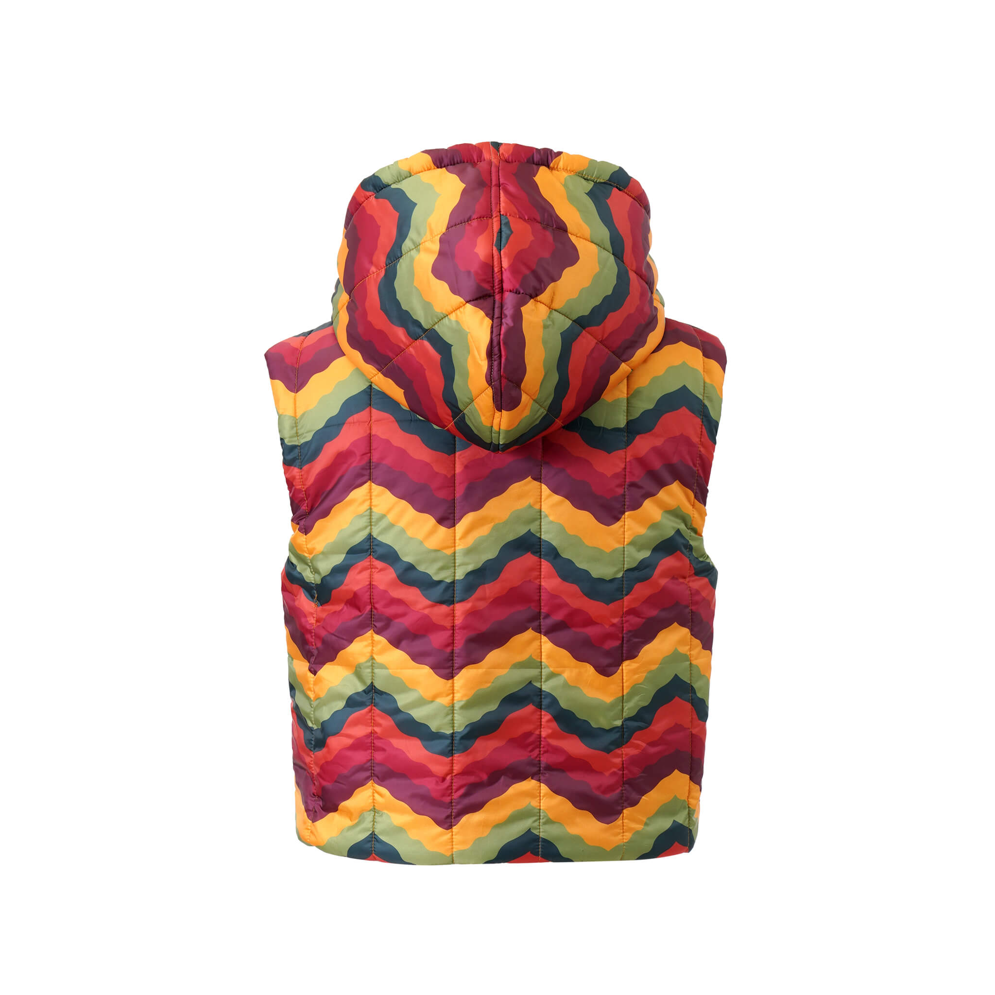 Emily Lovelock colourful puffed vest