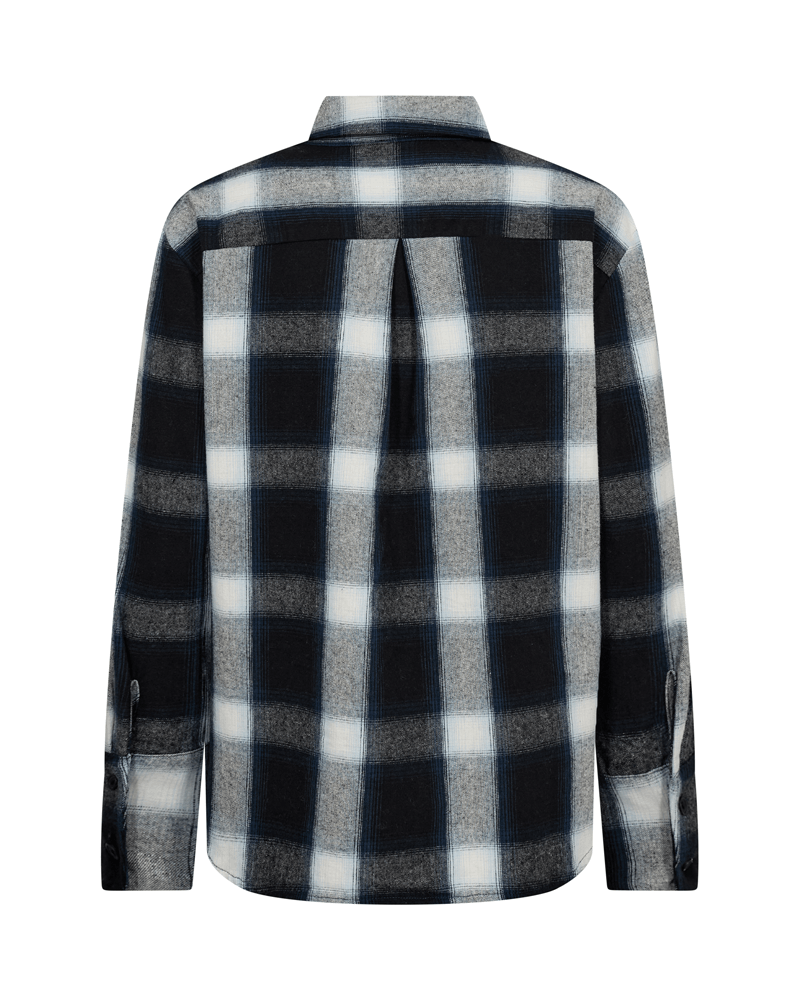 Freequent women’s loose-fit checked shirt with a rounded hem
