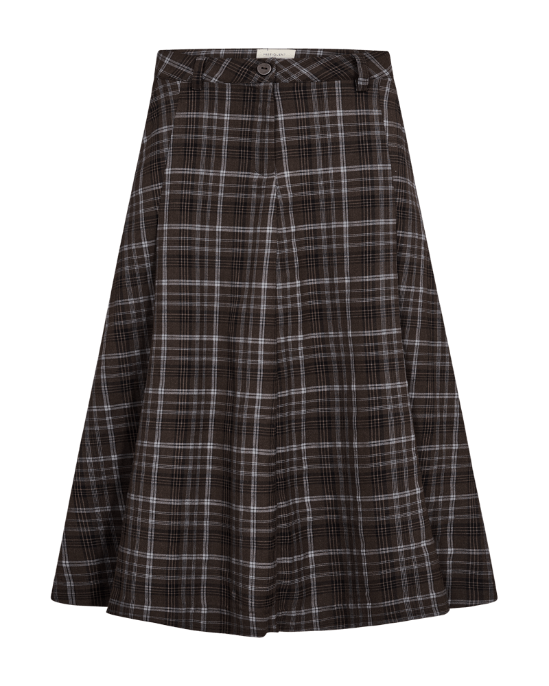 Freequent FQKRIS brown and blue checked skirt