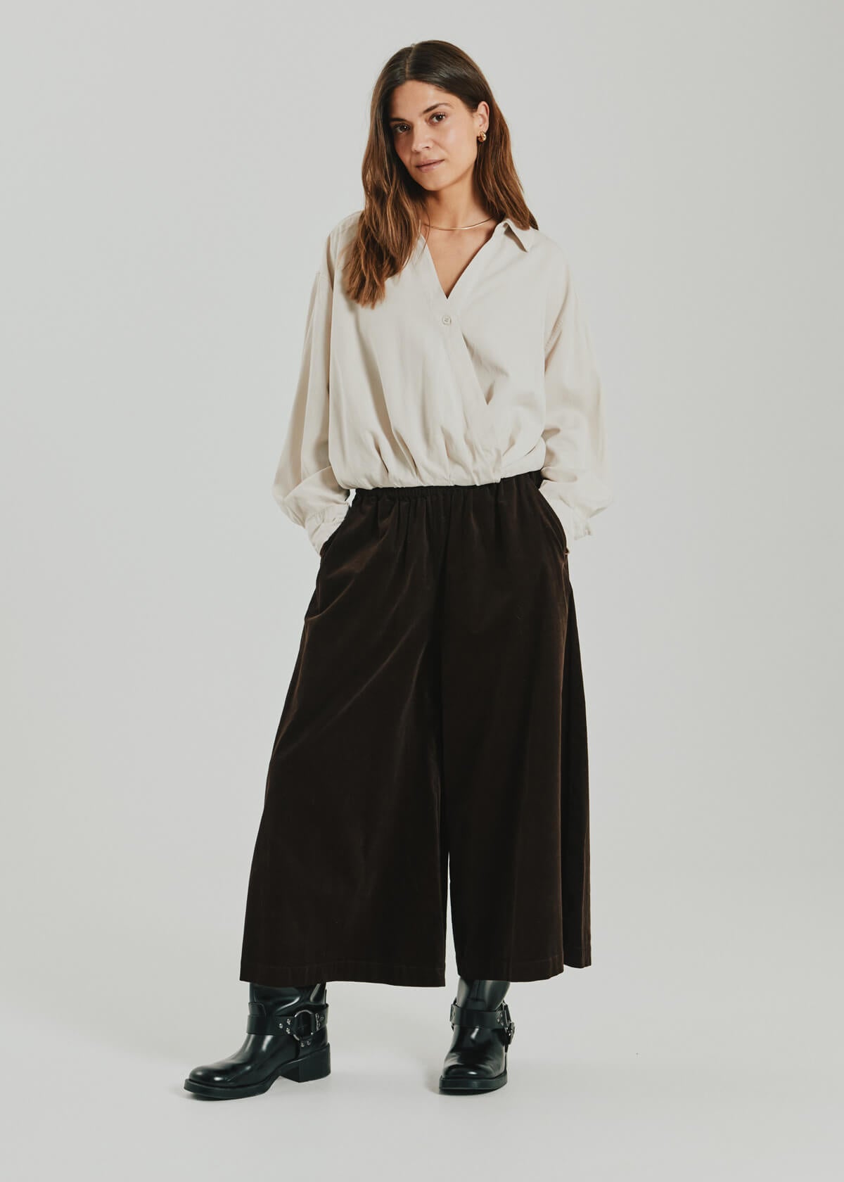 Freequent Olana wide-leg trousers with an elasticated waistband