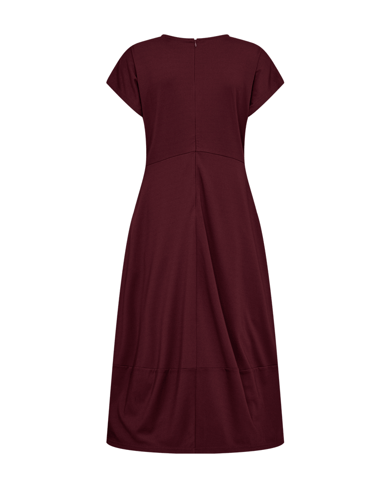 Freequent Sanni dark burgundy midi dress with short cap sleeves