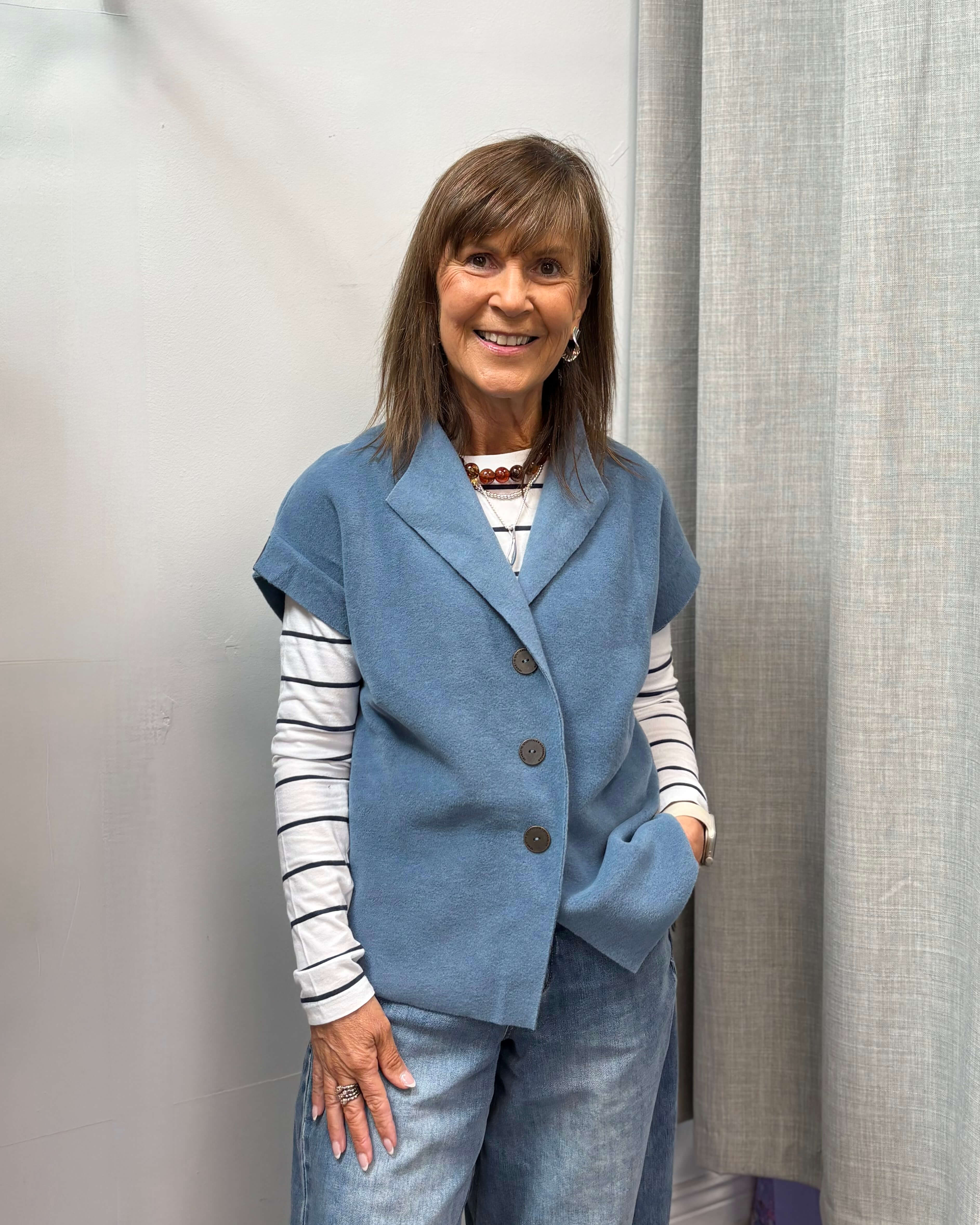 Henriette Steffensen sleeveless button-up vest