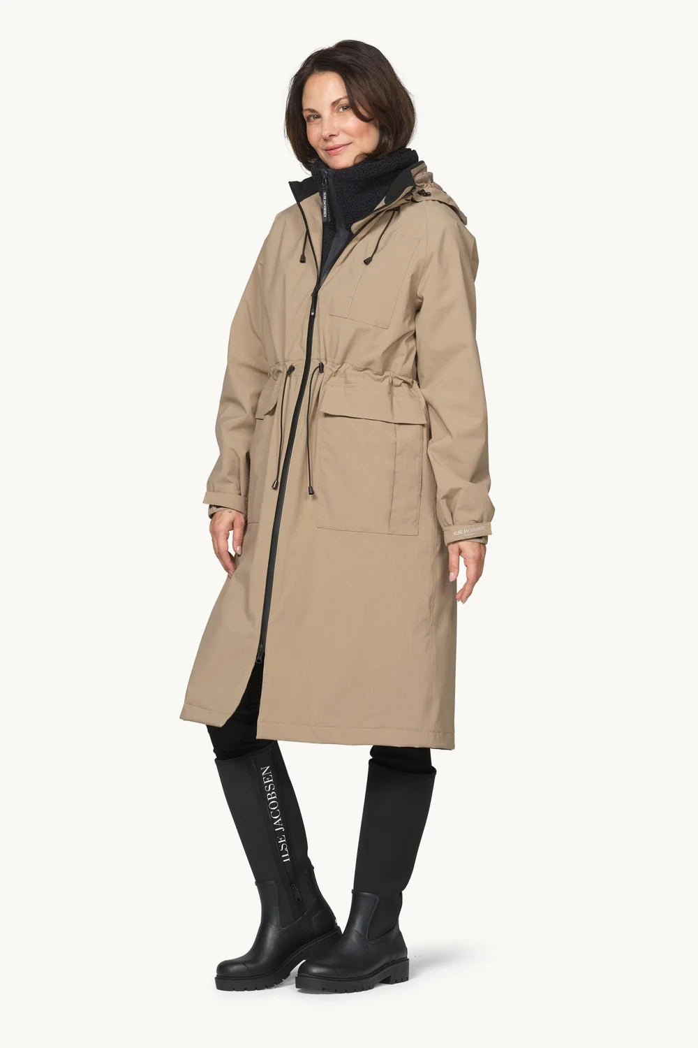 Ilse Jacobsen Waterproof Long Winter Coat styled model view