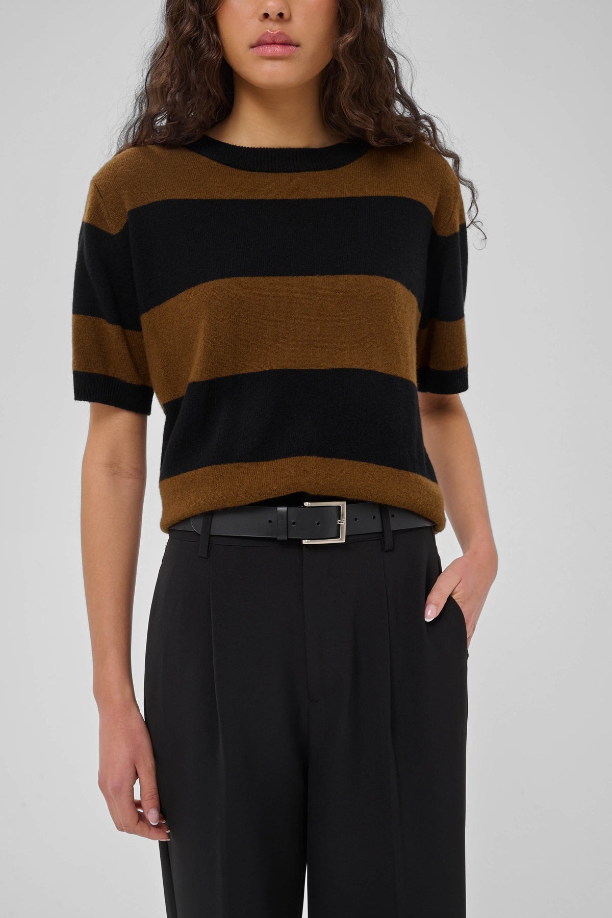My Essential Wardrobe Jola striped wool knit front view
