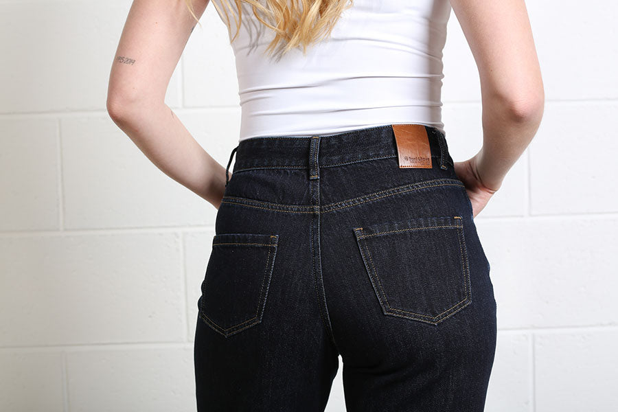Rose structured cotton jeans featuring a flattering high waist