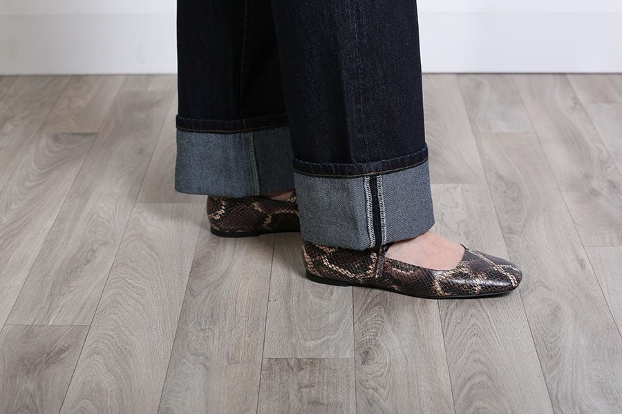 Close-up of the Rose Jeans showing the distinctive wide cuffs