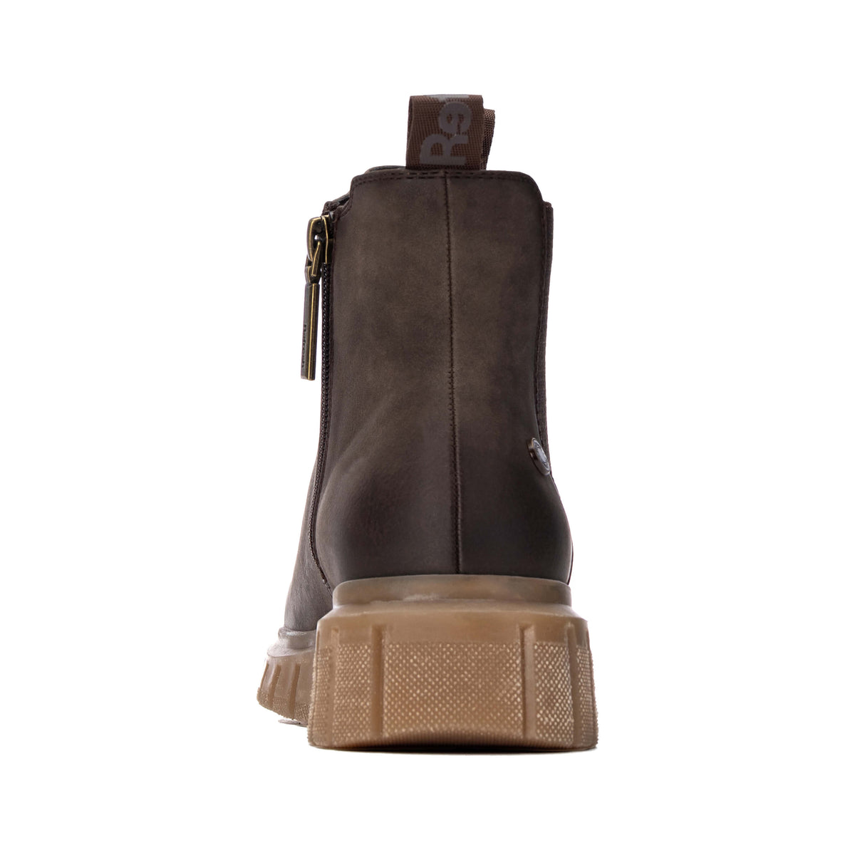 Rear view of Refresh Chelsea boots with branded pull tabs