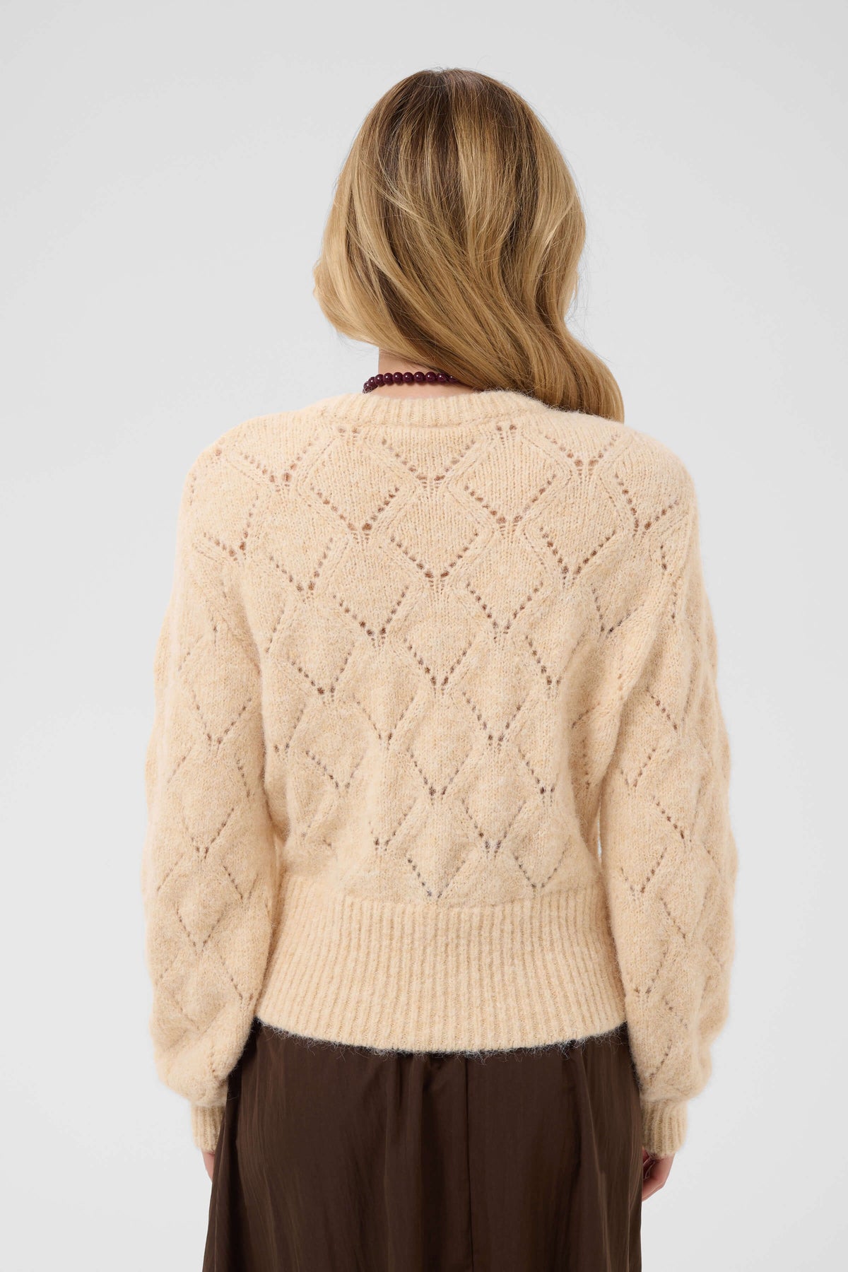 Women’s Saint Tropez diamond-knit pullover with long sleeves