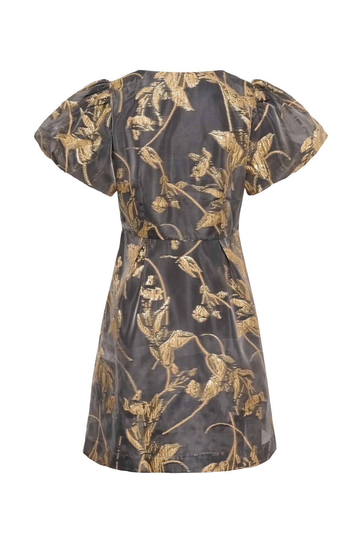 Women’s A-line dress with voluminous short puff sleeves