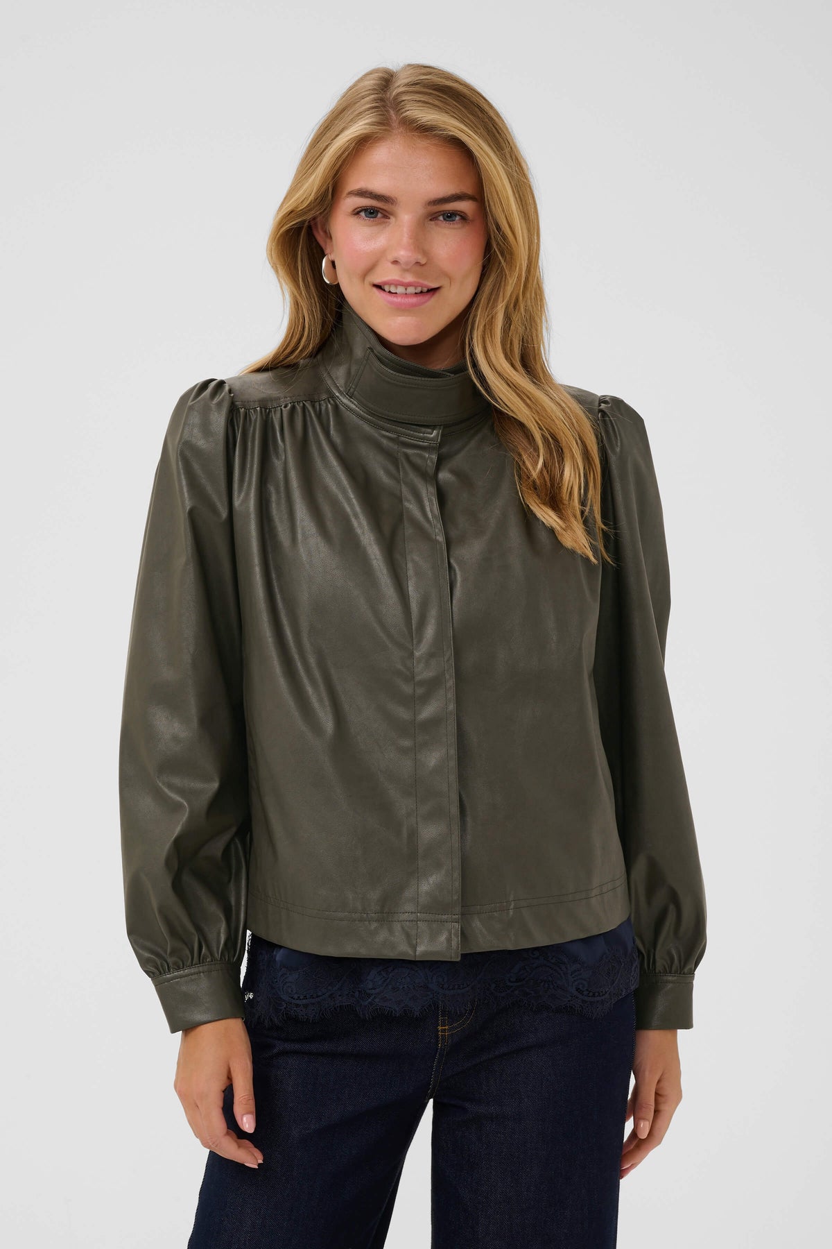 Saint Tropez TomaSZ leather-look jacket with high collar