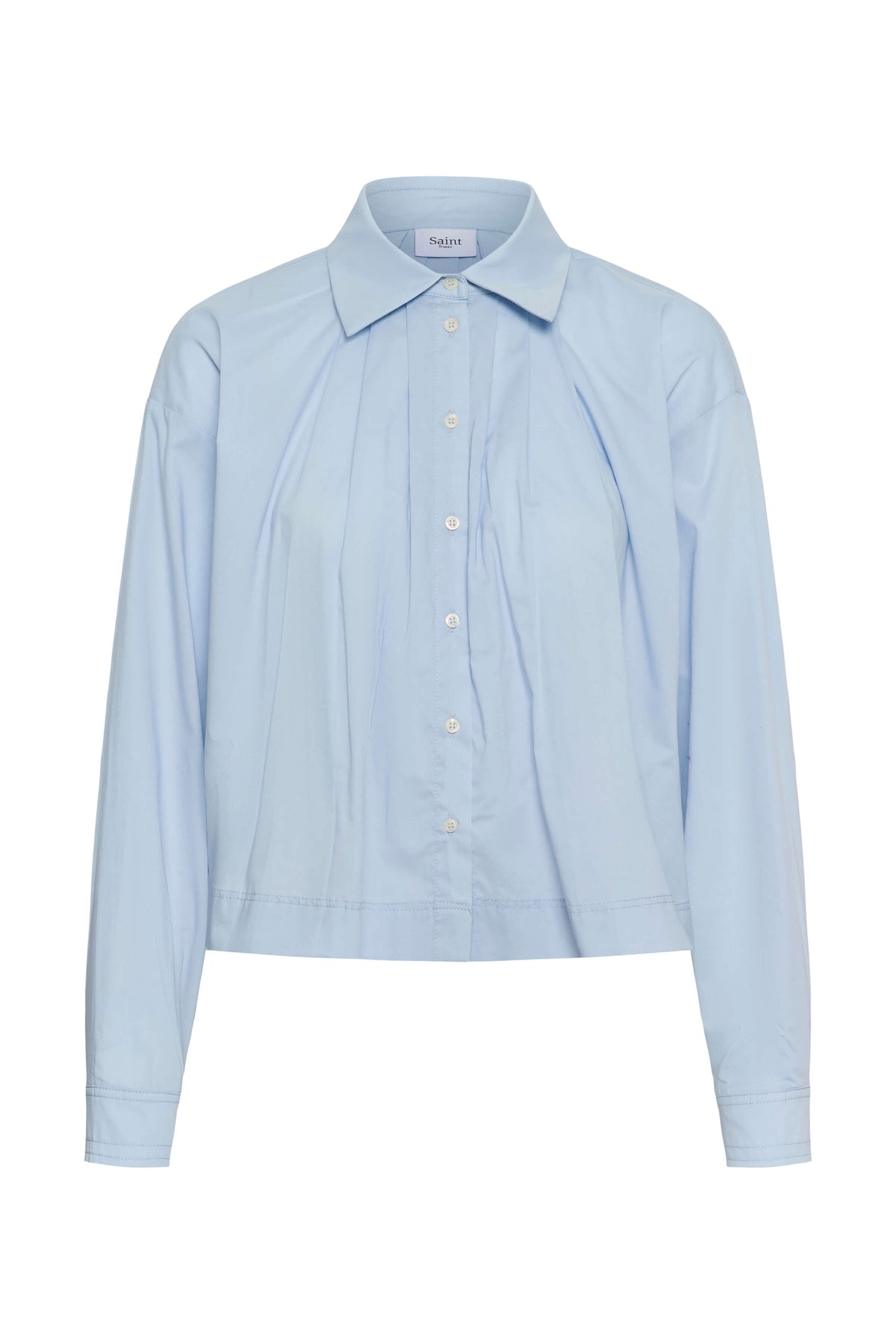 Women’s cropped cotton blouse with a classic shirt collar
