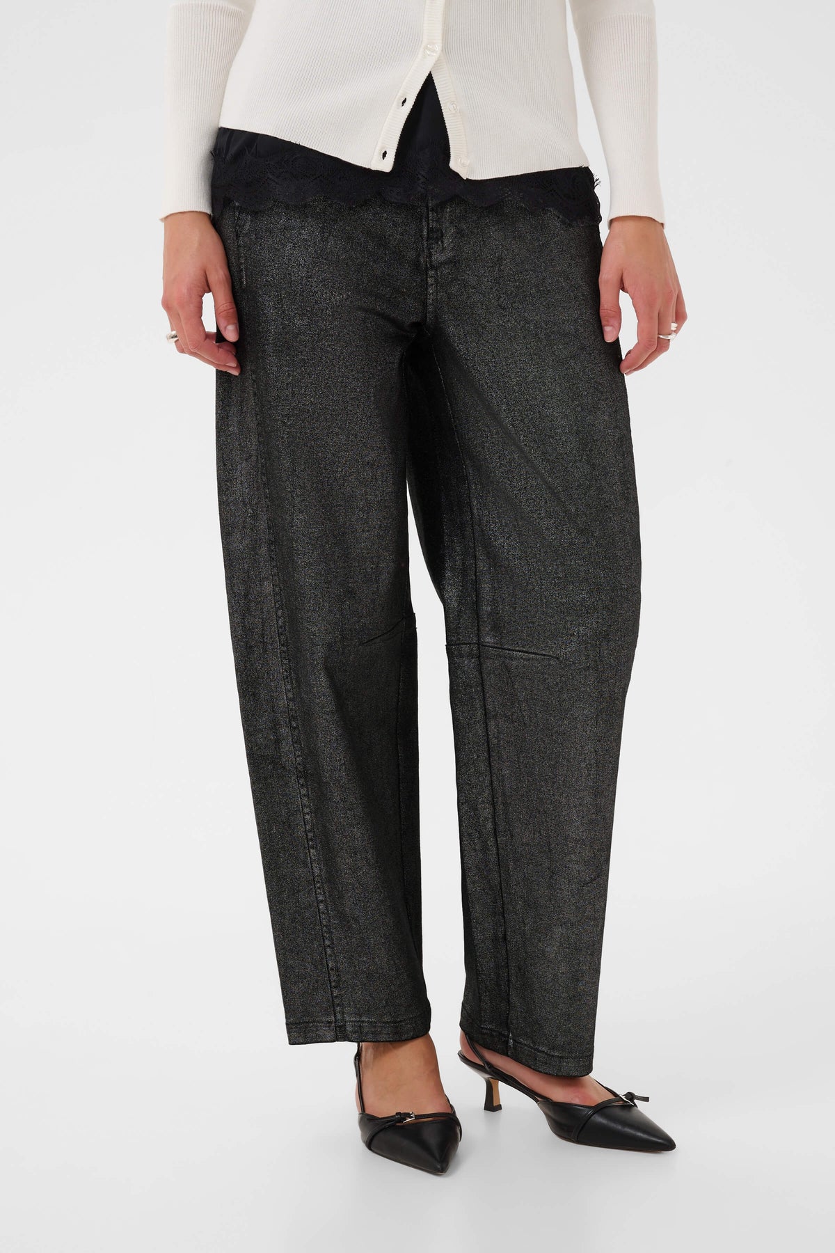 Saint Tropez Uricka Coated Barrel-Leg Jeans style 30515611 front view