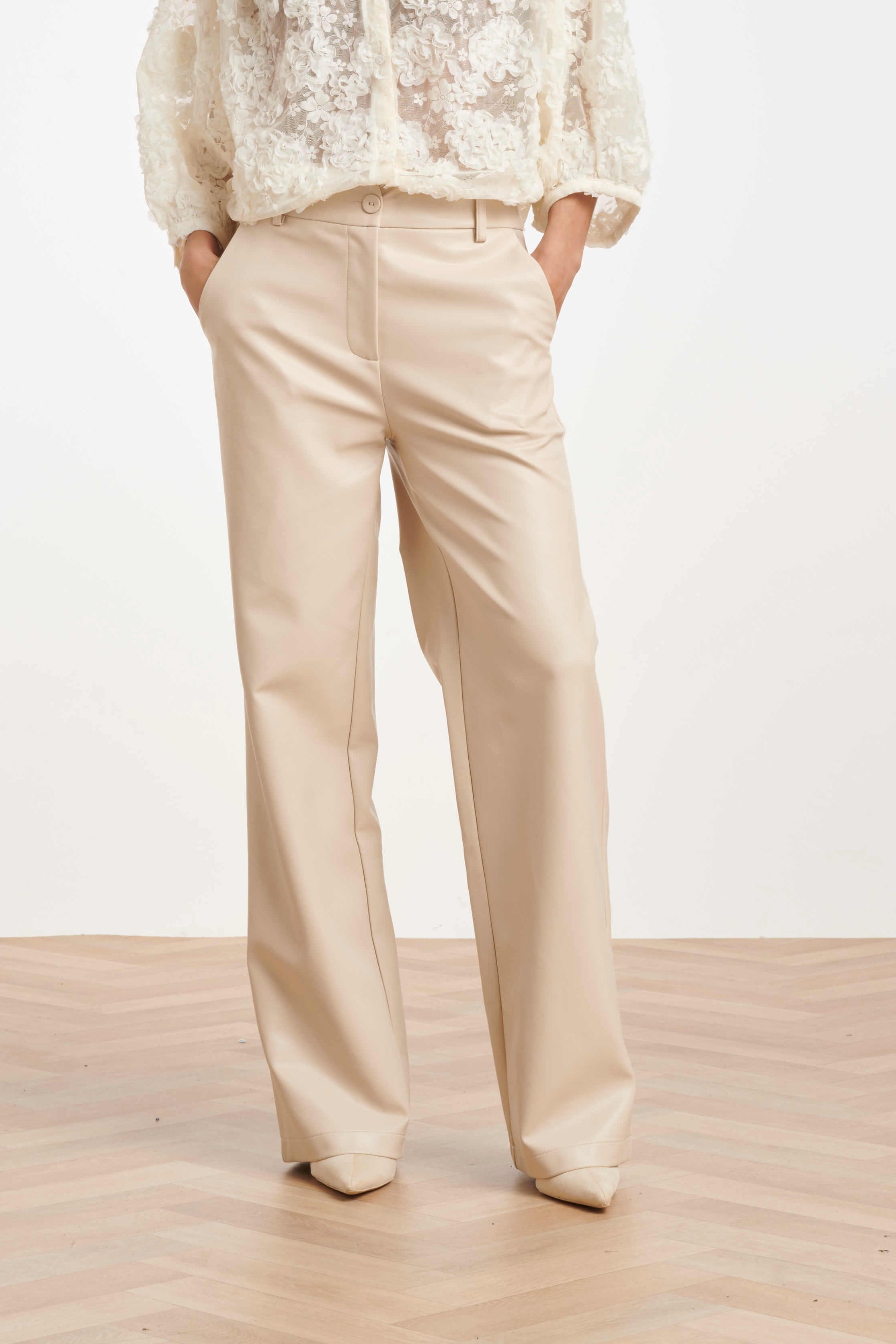 Smashed Lemon faux-leather wide-leg trousers