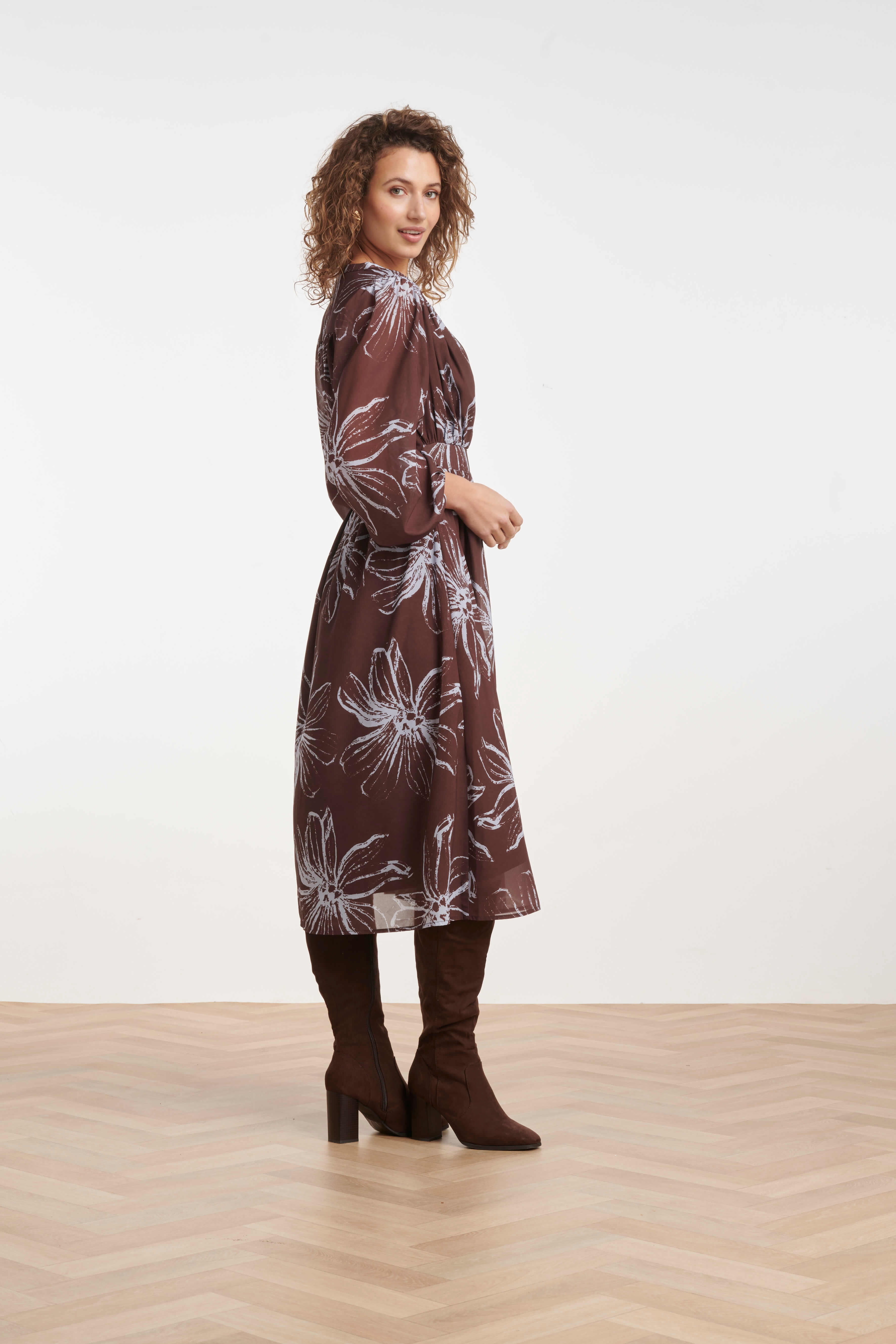 Smashed Lemon flowing floral dress with balloon sleeves