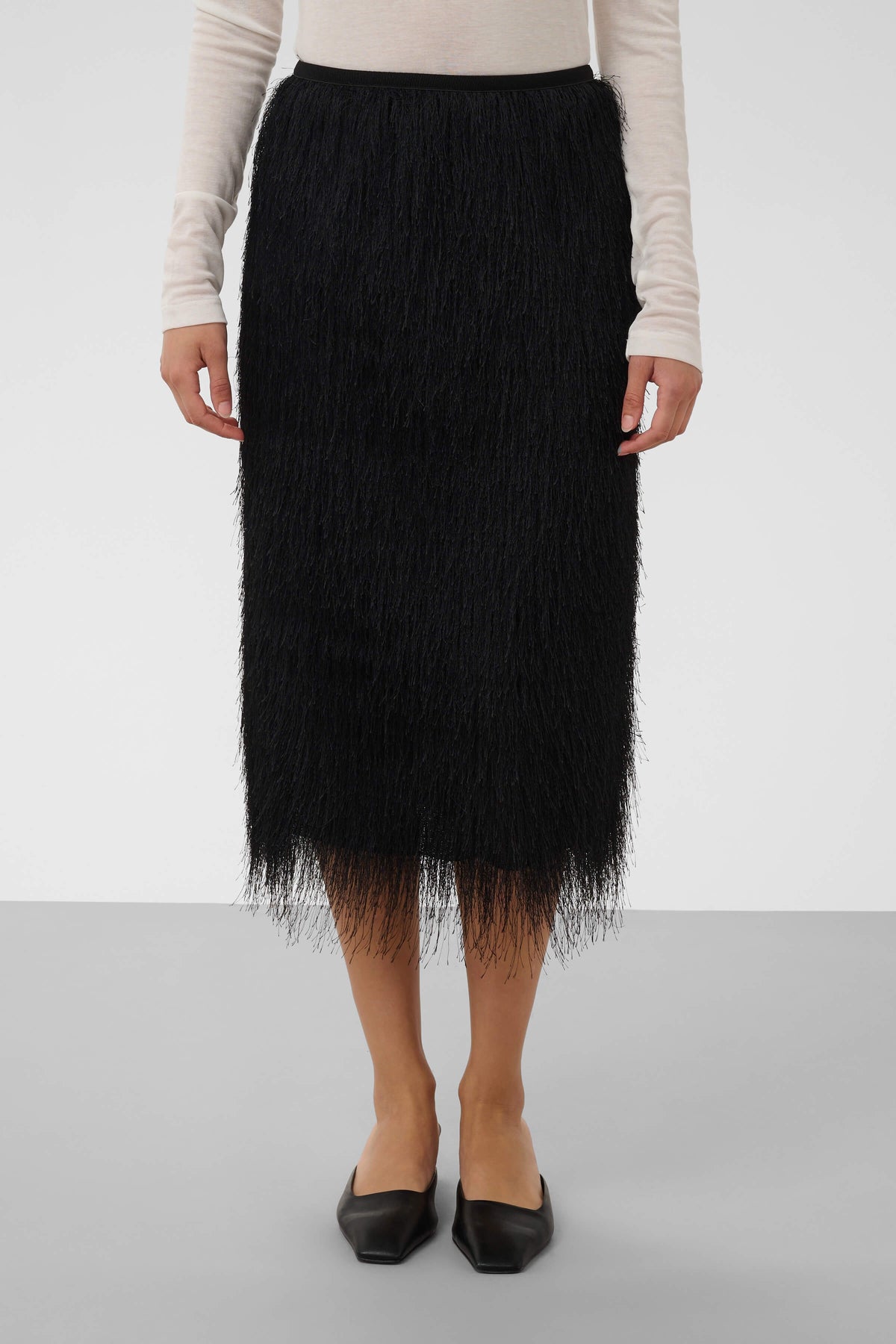 Dacre calf-length pencil skirt with an elasticated waist