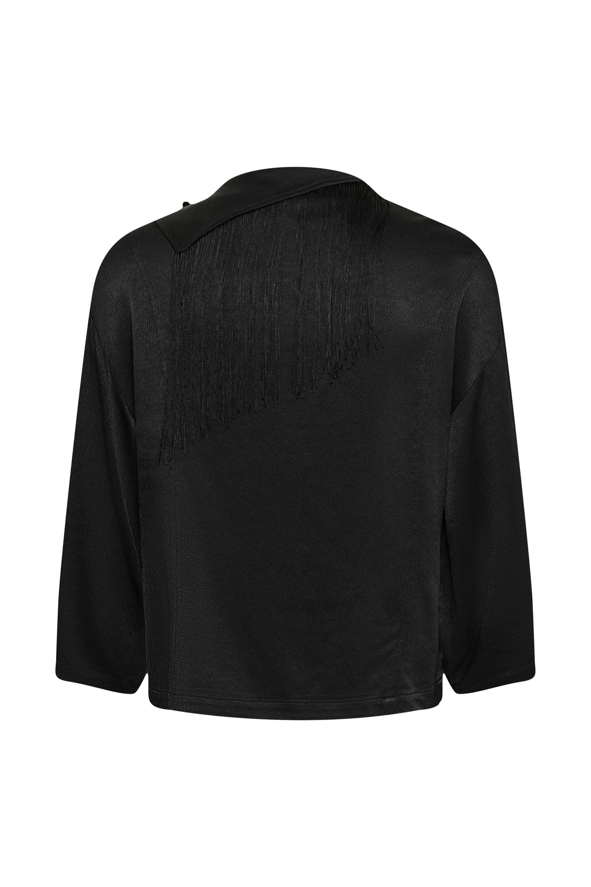Mirabella relaxed-fit blouse featuring an angled draped neckline