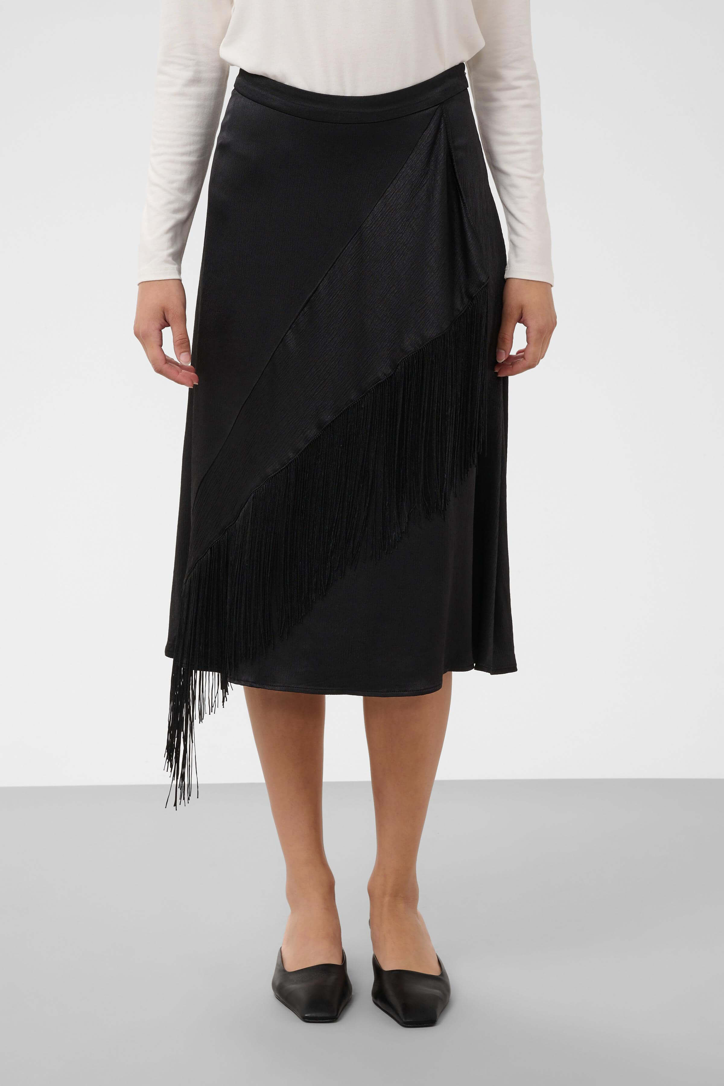 Soaked in Luxury Mirabella fringed midi skirt