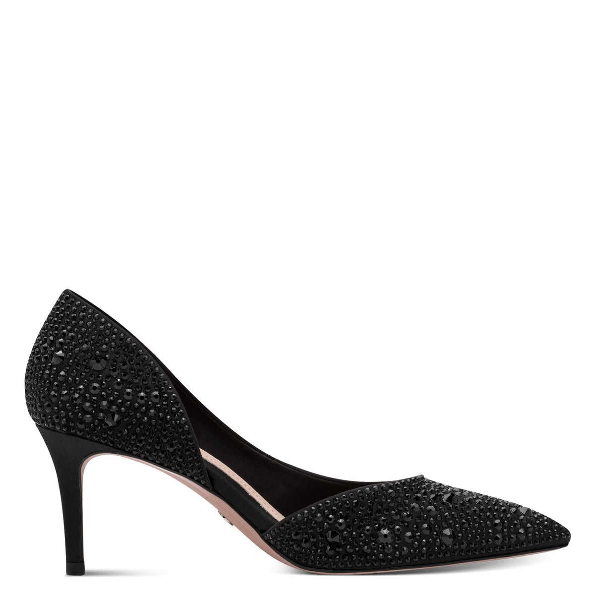 Tamaris Black Glam court shoes side profile