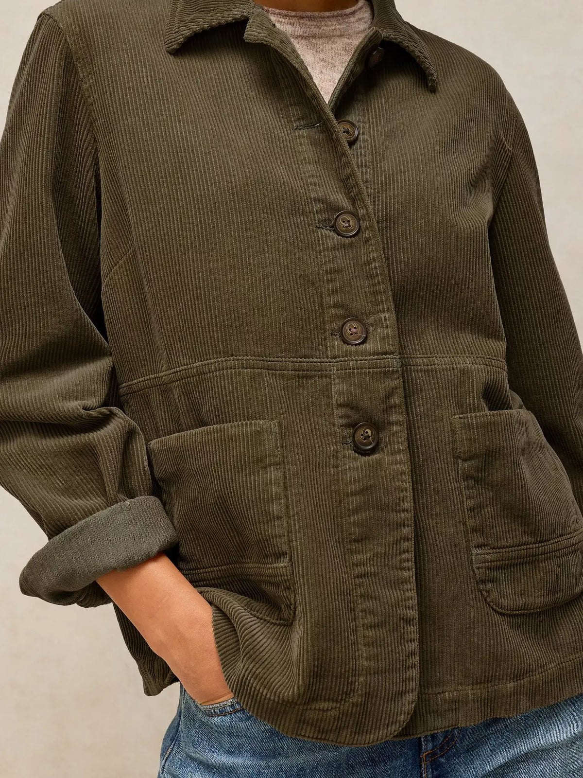 White Stuff 444234 long sleeve cord jacket