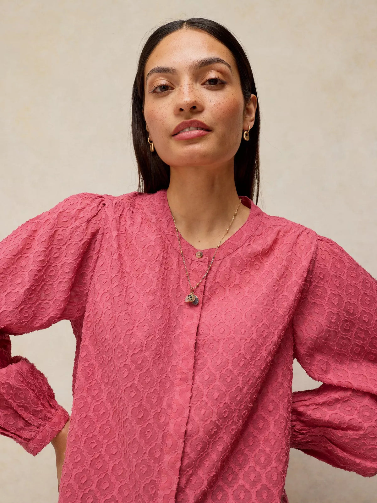 White Stuff Lana long-sleeve top fabric detail