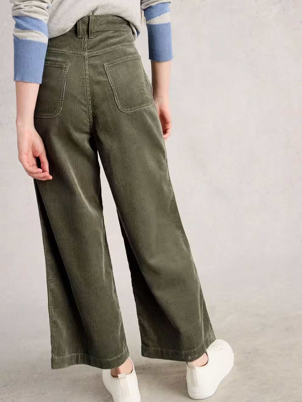 White Stuff Tia wide-leg trousers in khaki green