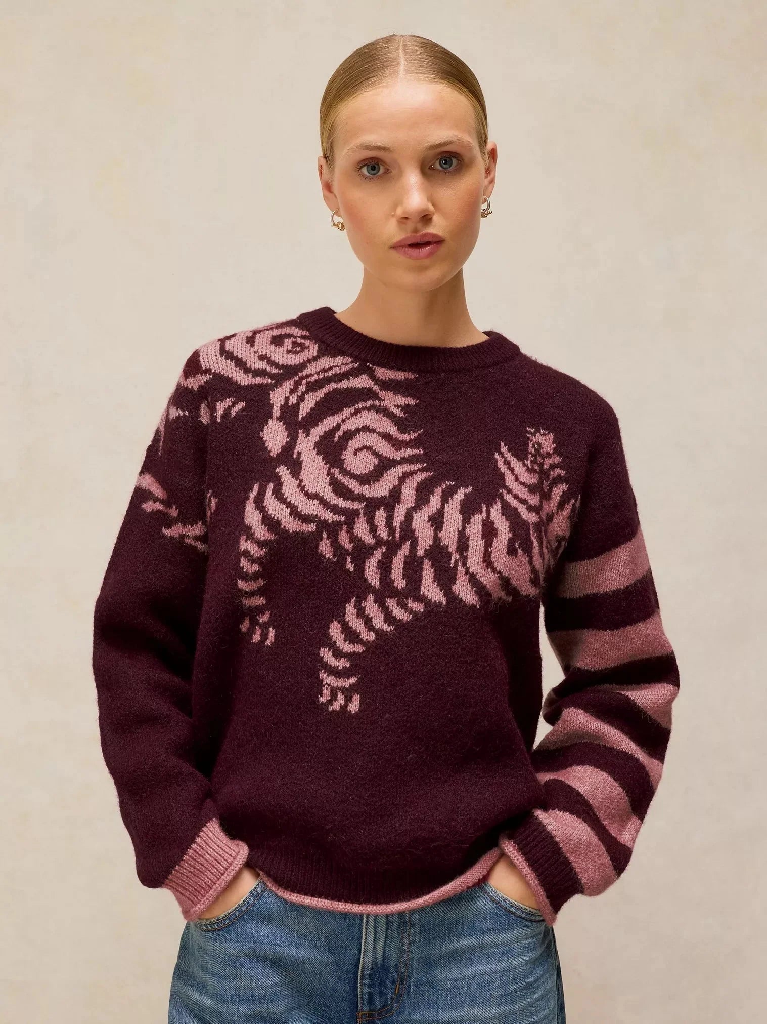 White Stuff wool-blend animal motif jumper