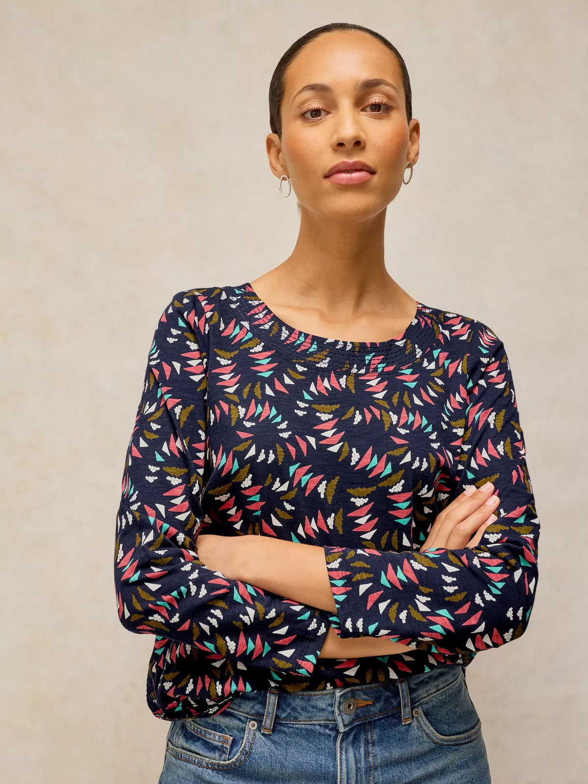 White Stuff Weaver Printed Long Sleeve T-Shirt style 447859