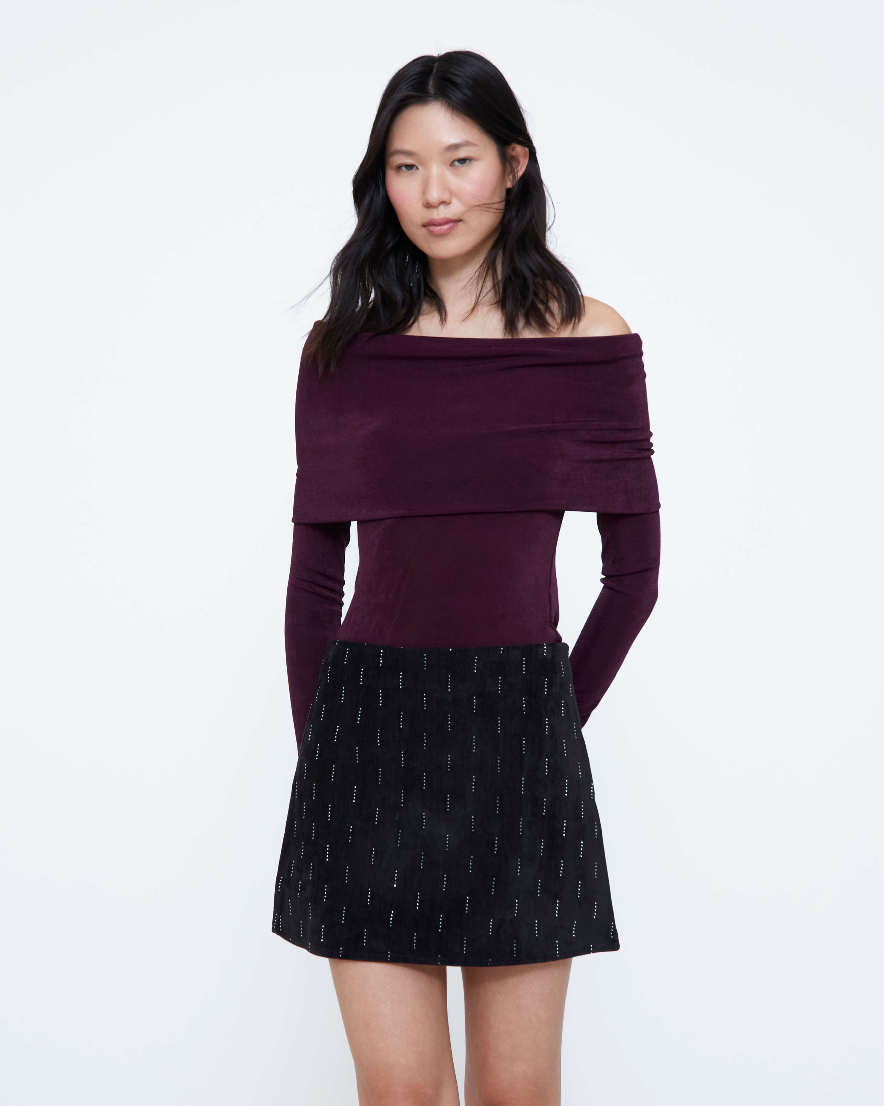 Wild Pony Burgundy Off-the-Shoulder Top style 63W/11213