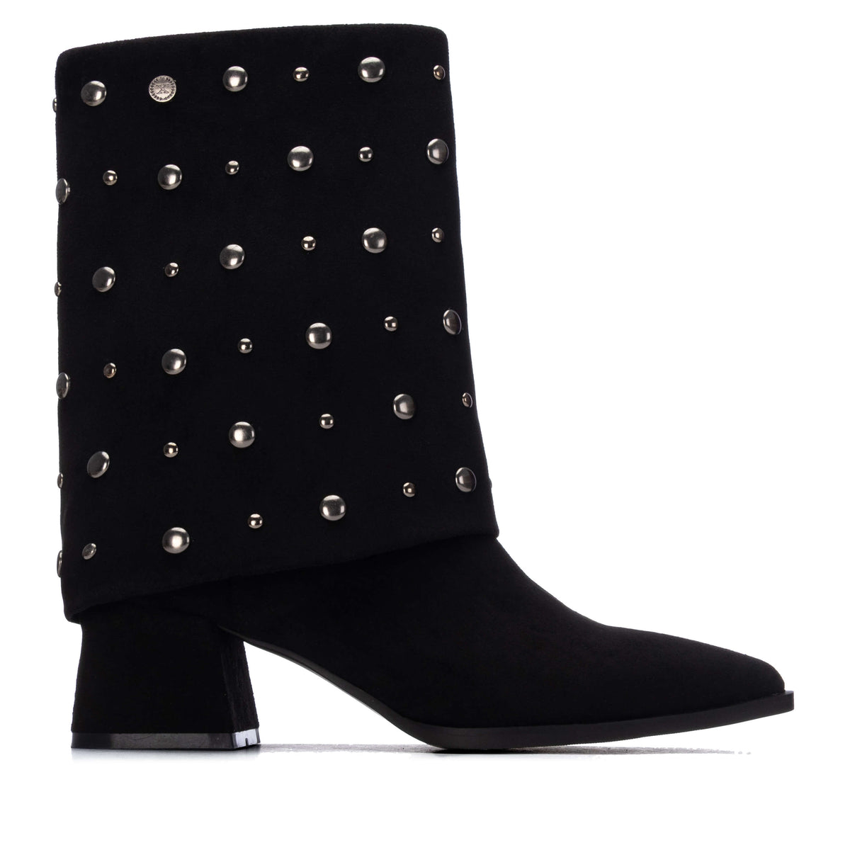 Xti suede-look ankle boot with decorated shaft
