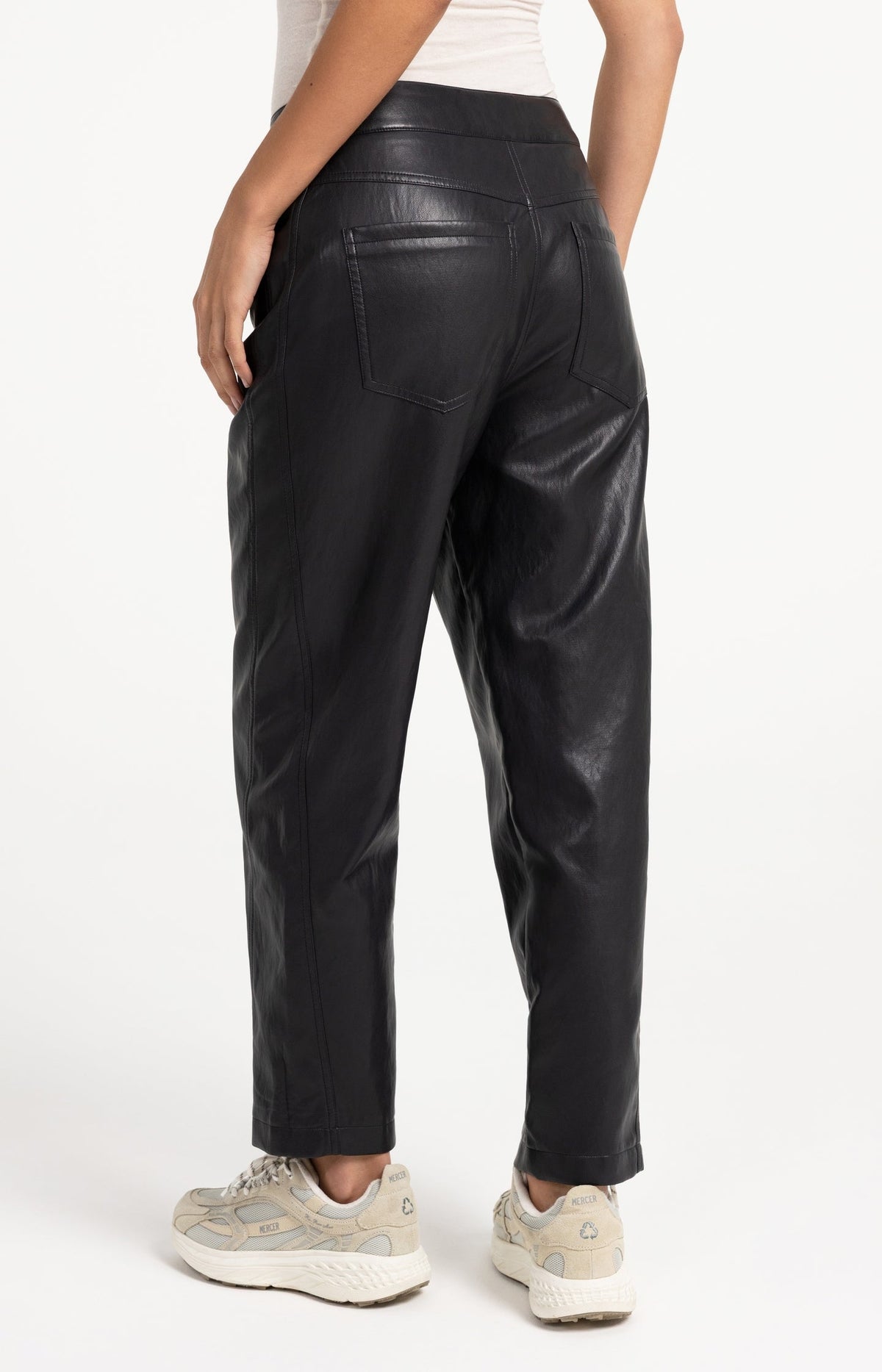YAYA high-rise carrot-fit trousers on model
