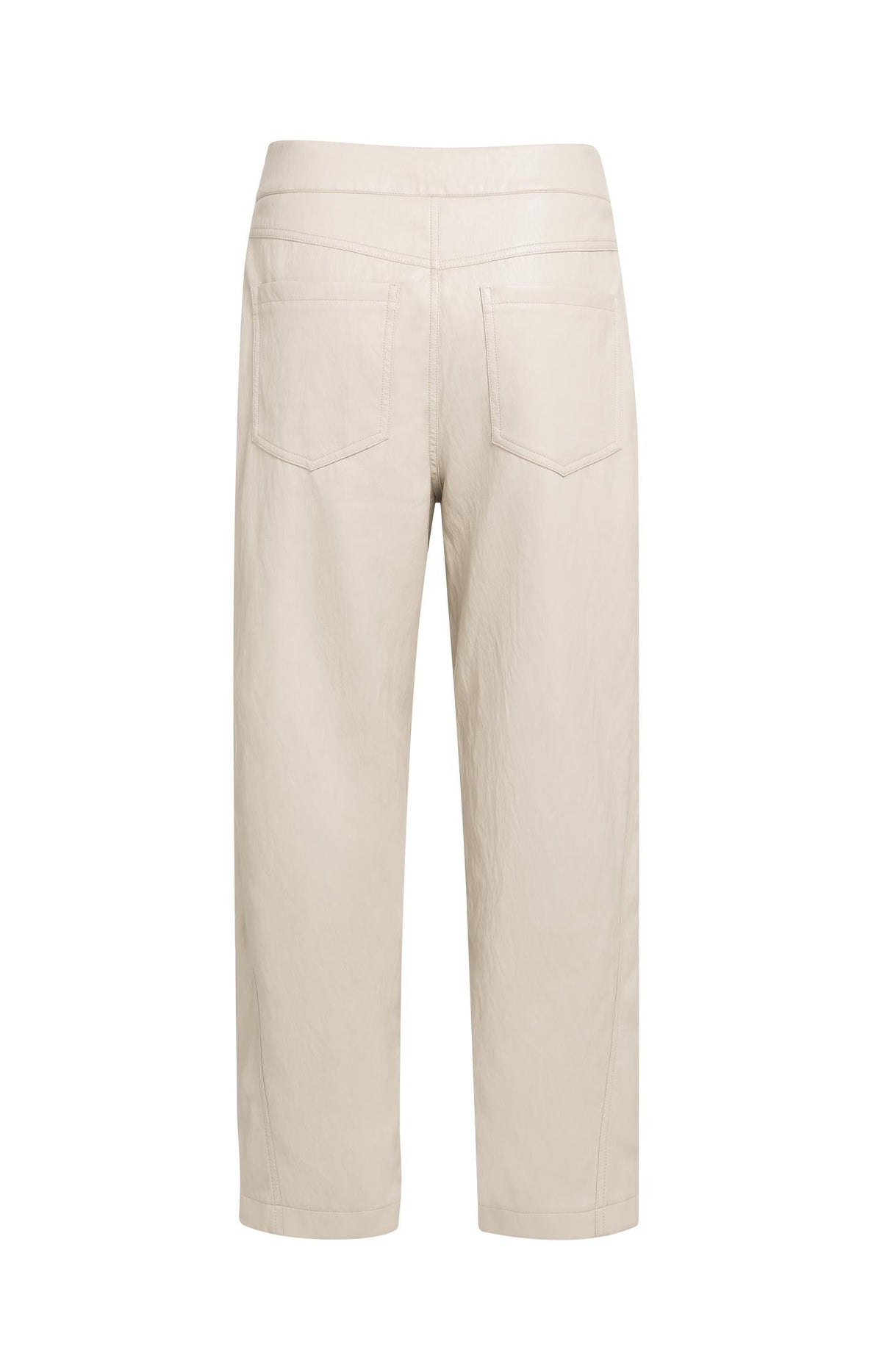 Beige faux leather carrot fit trousers